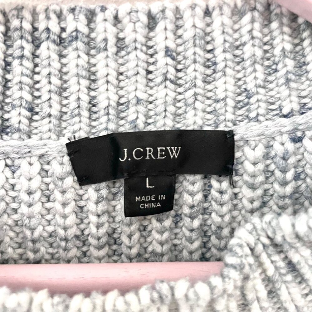 J Crew Marled Cotton-Blend Crewneck Sweater Size L Blue Cozy Minimalist Coastal - Picture 3 of 6